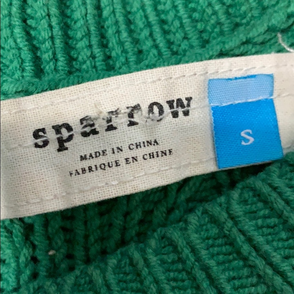 Anthropologie Sparrow Green Cable Knit Sweater - Picture 3 of 5